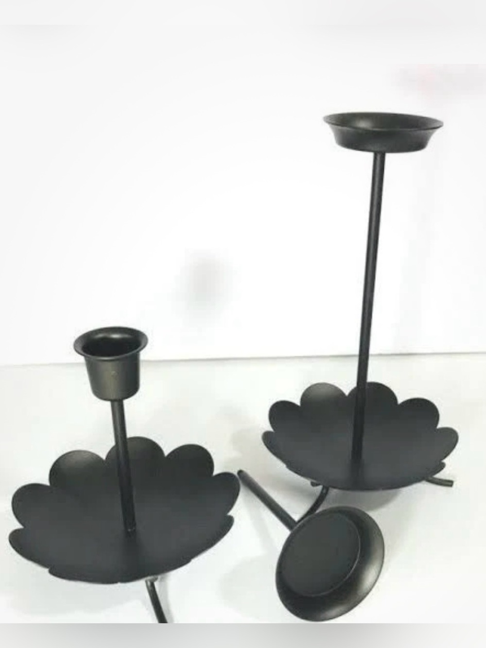 EUC PartyLite set of 2 Creative Capers Black Metal 3-in-1 Candle Holders